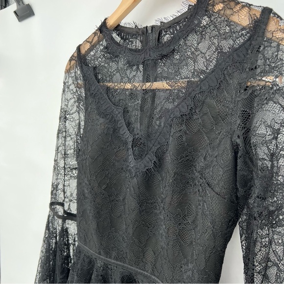 Misha Collection Lace Ruffle Trumpet Bell Sleeve‎ Blouse - Picture 5 of 16